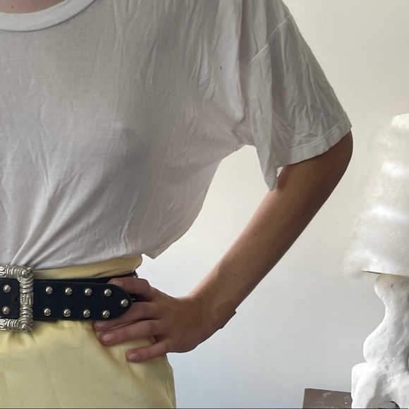 Amour Vert Plain White Oversized Scoop Neck Short Sleeve Tee Shirt Small (XS-M) - Picture 16 of 16